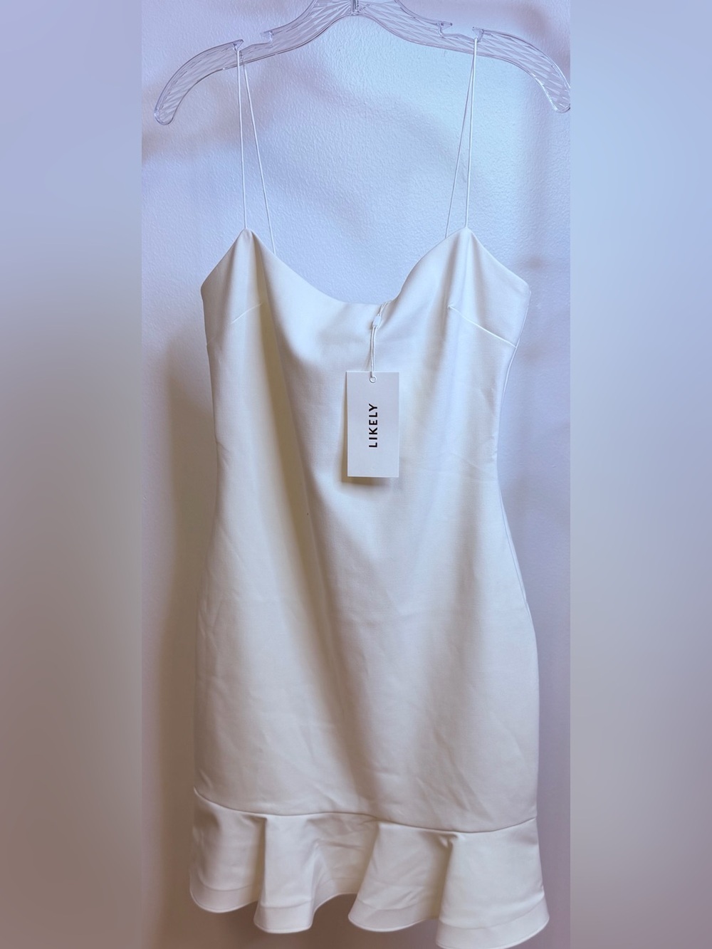 Likely BANKS DRESS white Strapless Ruffle-Hem Sheath Dress Size 6